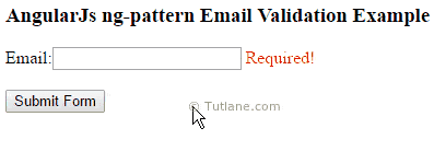 Angularjs email validations using ng-pattern directive example output or result