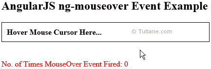 Angularjs ng-mouseover event directive example result or output
