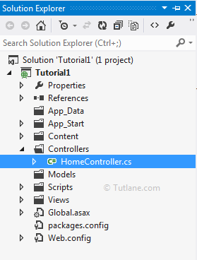 Once we add controller to mvc application our project structure will be like as shown