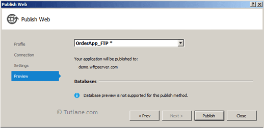 Preview FTP Path Details to Publish Web Application in Visual Studio