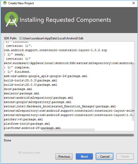 Android Hello World - Installing Requested Components