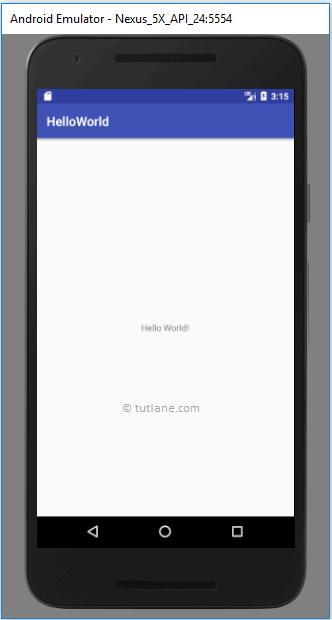 Android Hello World App Example Result or Output
