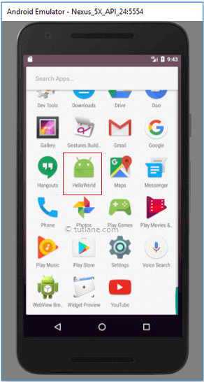Android Hello World App in Home Screen List