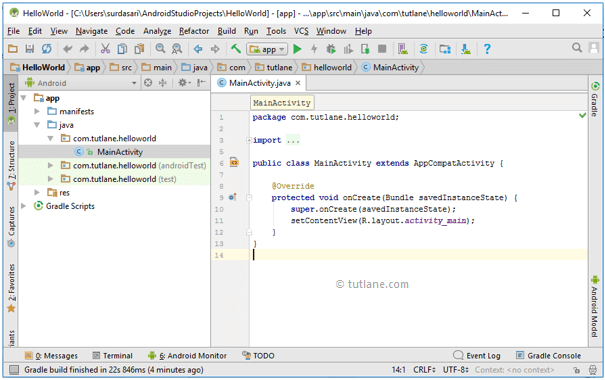 Android Hello World App Project Structure