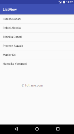 Android ListView Example Result