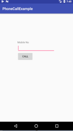 Android Make a Phone Calls Example Result