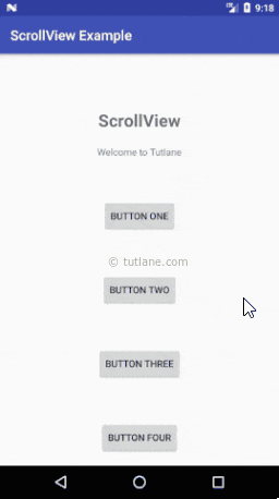 Android Vertical ScrollView Example Result