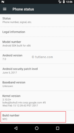 Android Tap on Build Number to Enable Developer Options