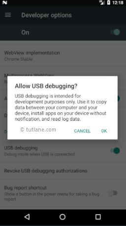 Android Notification to Enable USB Debugging on Mobile Device