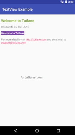 Android TextView Control Example Result