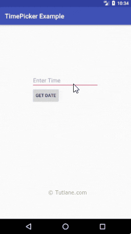Androd Show TimePicker on EditText Click Example Result