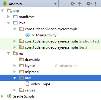 Android Video Player Example Add Raw Folder