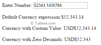 Angularjs Currency Filter Example with Output or Result