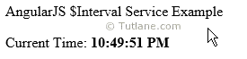 Angularjs $interval service example output or result