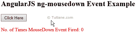 Angularjs ng-mousedown event example result or output
