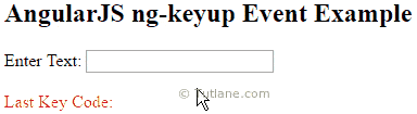 AngularJS ng-keyup event example result or output
