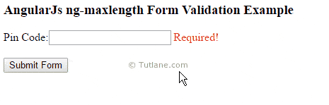 Angularjs ng-maxlength form validation example
