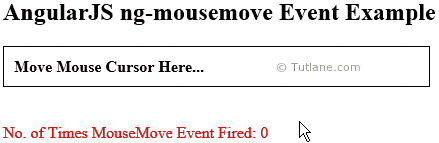 Angularjs ng-mousemove event directive example output or result