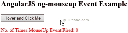 Angularjs ng-mouseup event directive example output or result