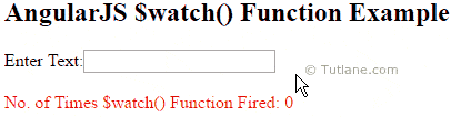 Angularjs $watch() function example result or output