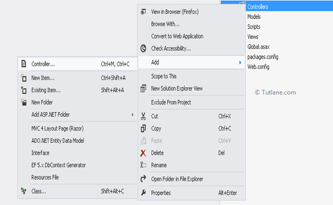 add new controller in asp.net mvc application