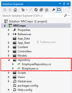 Project structure after adding respository class file in asp.net mvc applicaiton