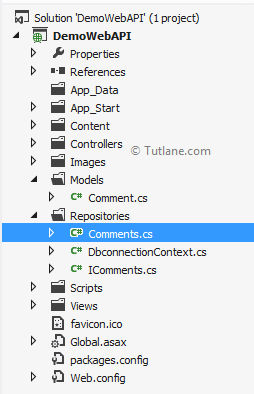 Adding new comments class file in asp.net web api application