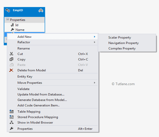 select scalar property from entity model in asp.net mvc application