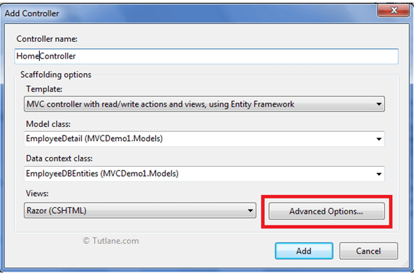 MVC controller with read/write action and views, using Entity framework with advance options