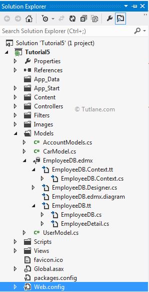 after adding model in asp.net application our project structure