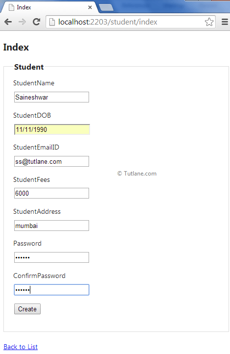 Result of validating form controls with data in data annotations in asp.net mvc