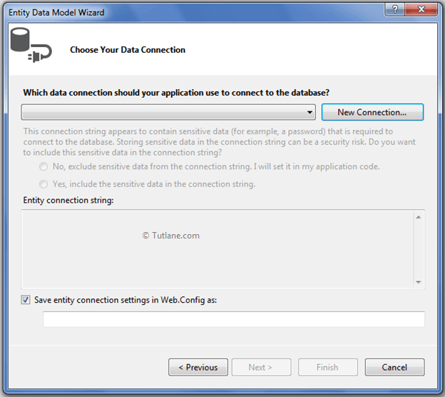 Choosing New Database Connection in Model First Approach in Asp.net mvc