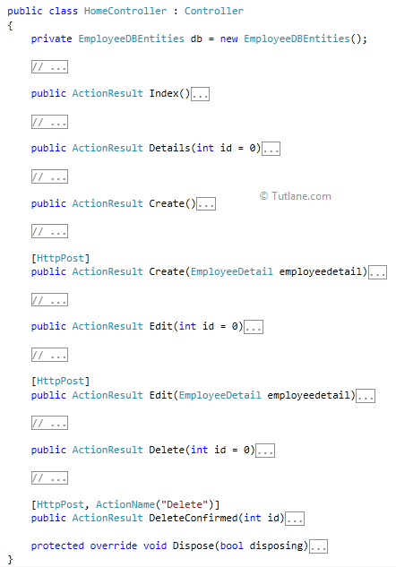 MVC controller with read/write action and views, using Entity framework