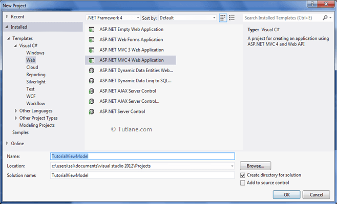 give name of project as viewmodel in asp.net mvc application