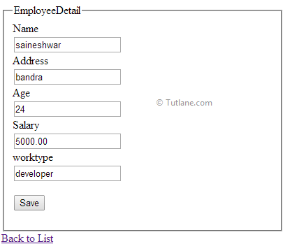 Edit Employee Details in asp.net mvc application