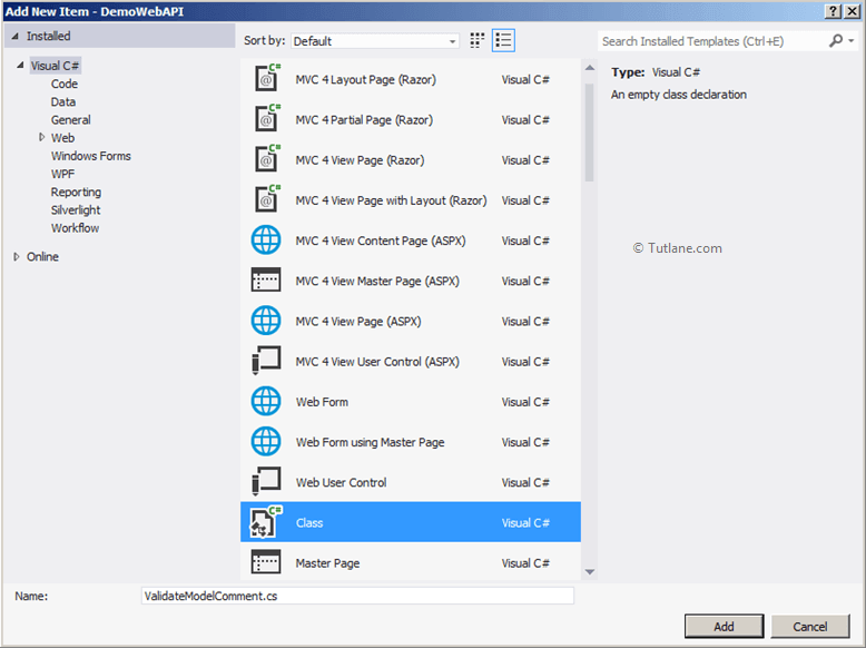 give name to class file in asp.net mvc application