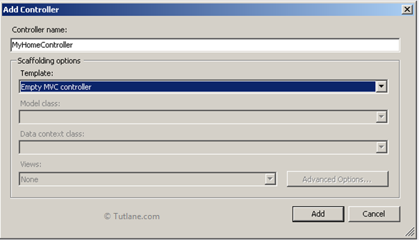 select template to create new controller for query string in asp.net mvc