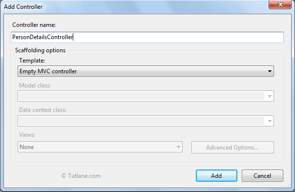 add controller with empty mvc controller template in asp.net mvc