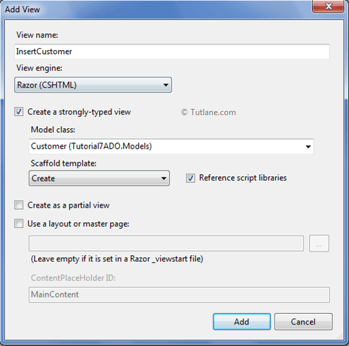 add view to controller in asp.net mvc application