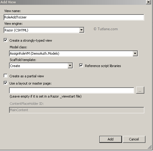 View to assign roles to users in asp.net mvc application