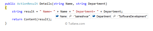 Query string example in debug mode in asp.net mvc application