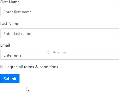 Bootstrap form validations after submit example result