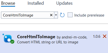 Add CoreHtmlToImage package in c# application