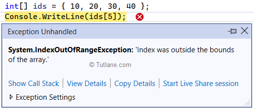 IndexOutOfRangeException Example in C#