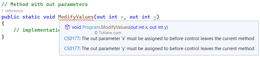 C# out parameter exception