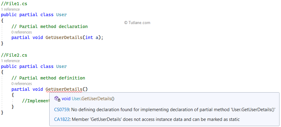 C# partial methods with different signatures