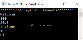 C# Add Elements to ArrayList Example Result