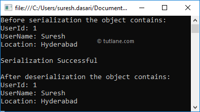 C# Deserialization Example Result