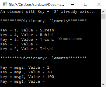 assign to dictionary c#