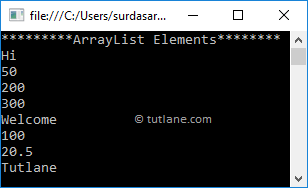 C# Insert Elements into ArrayList Example Result